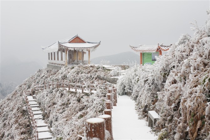 乐业天坑雪景图片